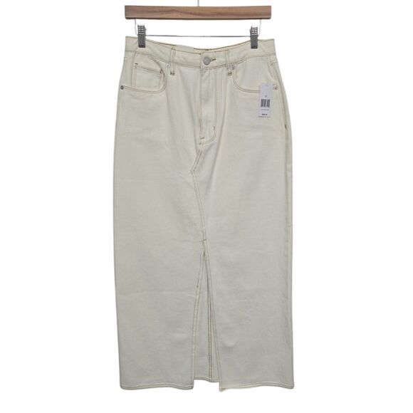 NWT Blank NYC Women's Ecru Denim Maxi Skirt Size 27 Slit 5-Pocket 100% Cotton‎ - Picture 1 of 12